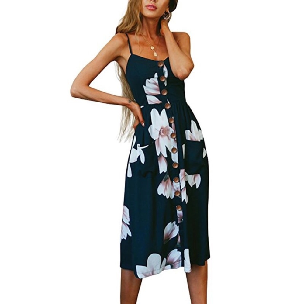 Blue flower print dress